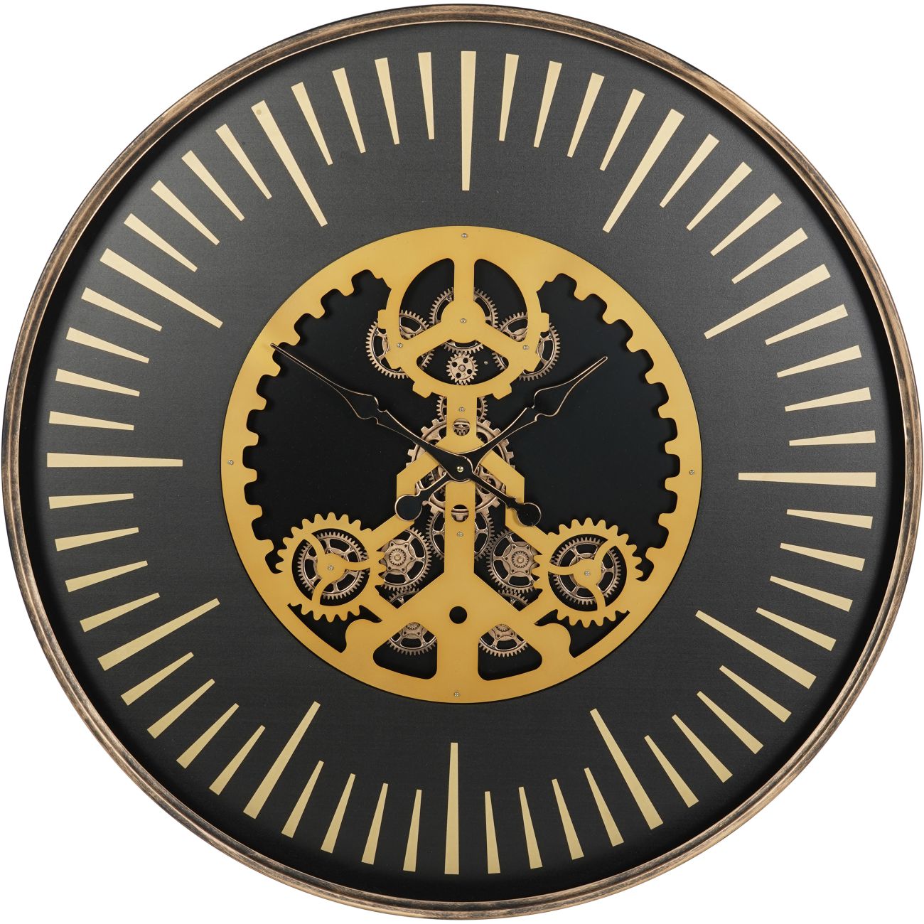 Palladium Black & Gold Centre Moving Dials Wall Clock Large